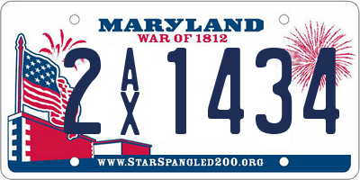 MD license plate 2AX1434