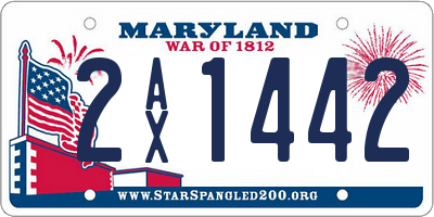 MD license plate 2AX1442