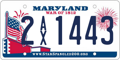 MD license plate 2AX1443