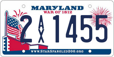 MD license plate 2AX1455