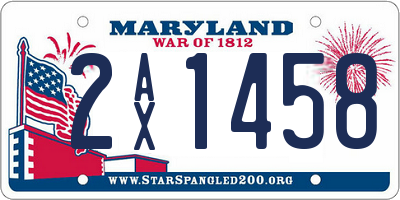 MD license plate 2AX1458