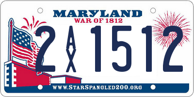 MD license plate 2AX1512