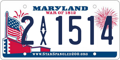 MD license plate 2AX1514
