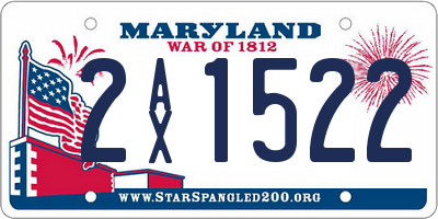MD license plate 2AX1522