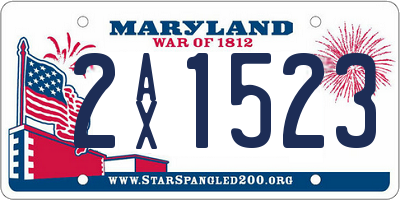 MD license plate 2AX1523