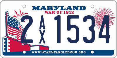 MD license plate 2AX1534