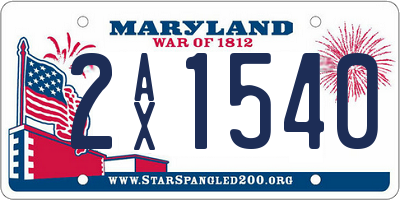 MD license plate 2AX1540