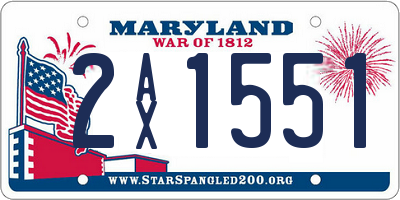 MD license plate 2AX1551