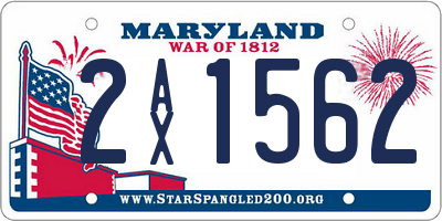 MD license plate 2AX1562