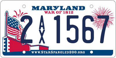 MD license plate 2AX1567