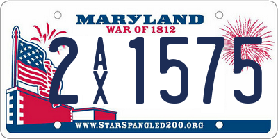 MD license plate 2AX1575