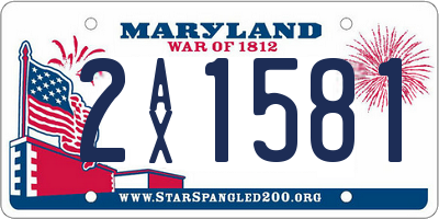 MD license plate 2AX1581
