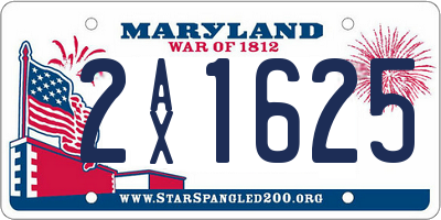 MD license plate 2AX1625