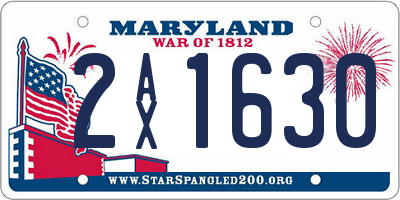 MD license plate 2AX1630