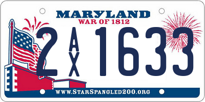 MD license plate 2AX1633