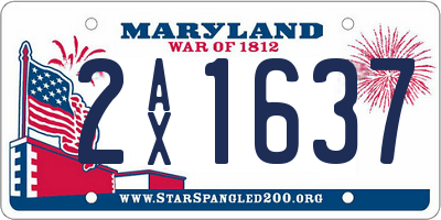 MD license plate 2AX1637