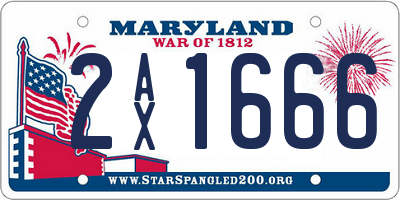 MD license plate 2AX1666