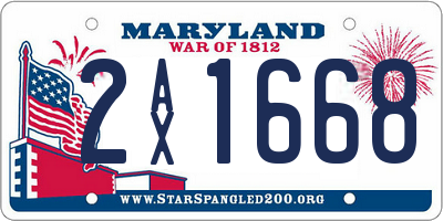 MD license plate 2AX1668