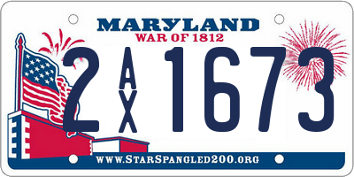 MD license plate 2AX1673