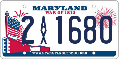 MD license plate 2AX1680