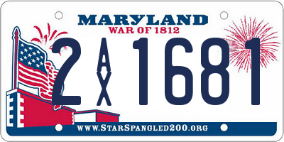MD license plate 2AX1681
