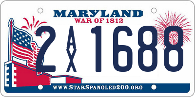 MD license plate 2AX1688