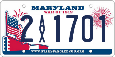 MD license plate 2AX1701