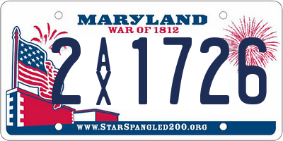 MD license plate 2AX1726