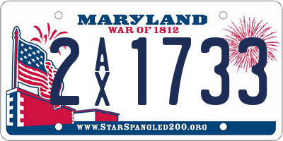 MD license plate 2AX1733