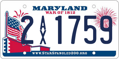 MD license plate 2AX1759