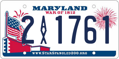 MD license plate 2AX1761