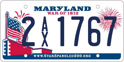 MD license plate 2AX1767