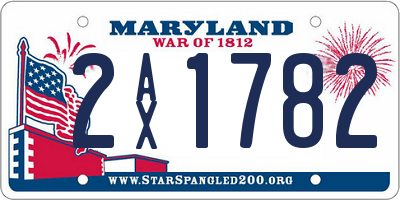 MD license plate 2AX1782