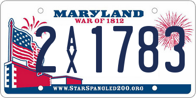 MD license plate 2AX1783