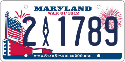 MD license plate 2AX1789