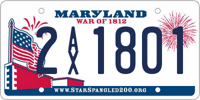 MD license plate 2AX1801