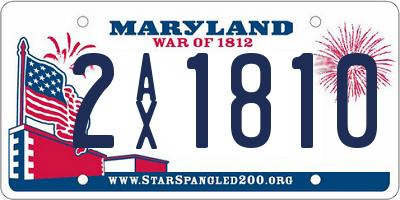 MD license plate 2AX1810