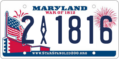 MD license plate 2AX1816