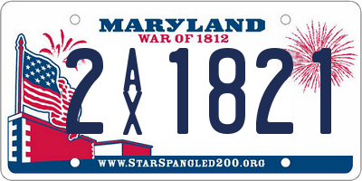 MD license plate 2AX1821