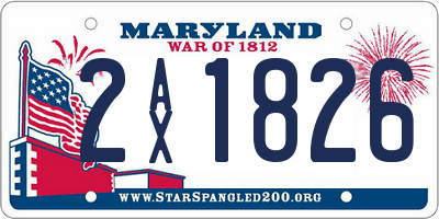 MD license plate 2AX1826