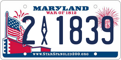 MD license plate 2AX1839