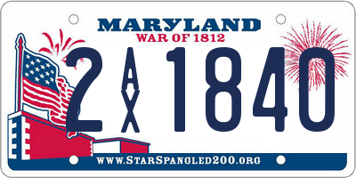 MD license plate 2AX1840
