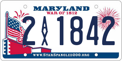 MD license plate 2AX1842