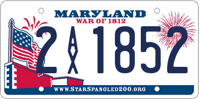 MD license plate 2AX1852