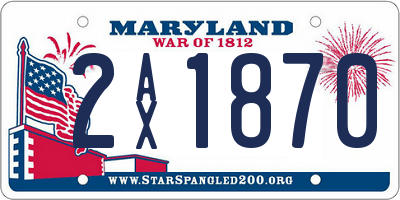 MD license plate 2AX1870