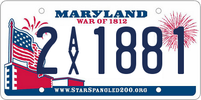 MD license plate 2AX1881