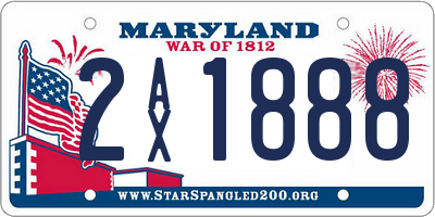 MD license plate 2AX1888
