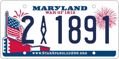 MD license plate 2AX1891