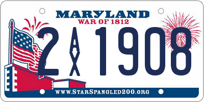 MD license plate 2AX1908