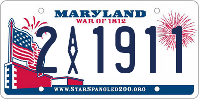 MD license plate 2AX1911